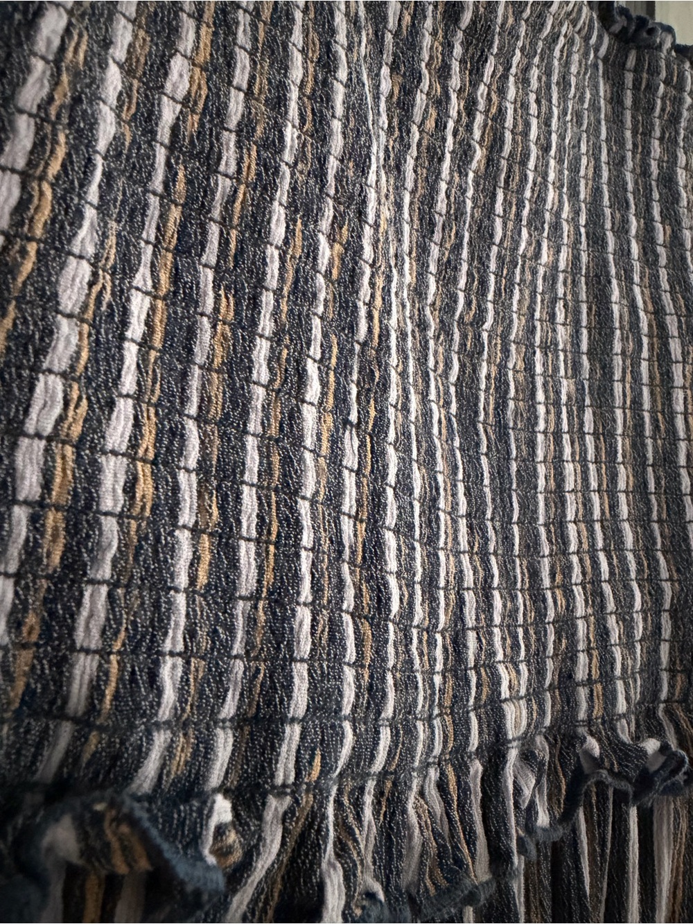 Aerie Smocked Striped At the Barre Midi Dress in Navy - Picture 6 of 6